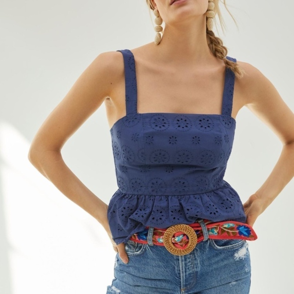 NWT Anthropologie Hutch Dori Back Buckle Blue Tank 10